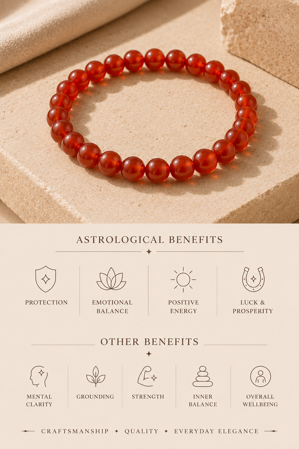 Natural Genuine Carnelian Stone Bracelet | RatnAura