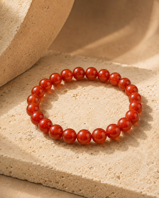 Natural Red Jasper Adjustable Stretch Bracelet | 8mm Beads | RatnAura