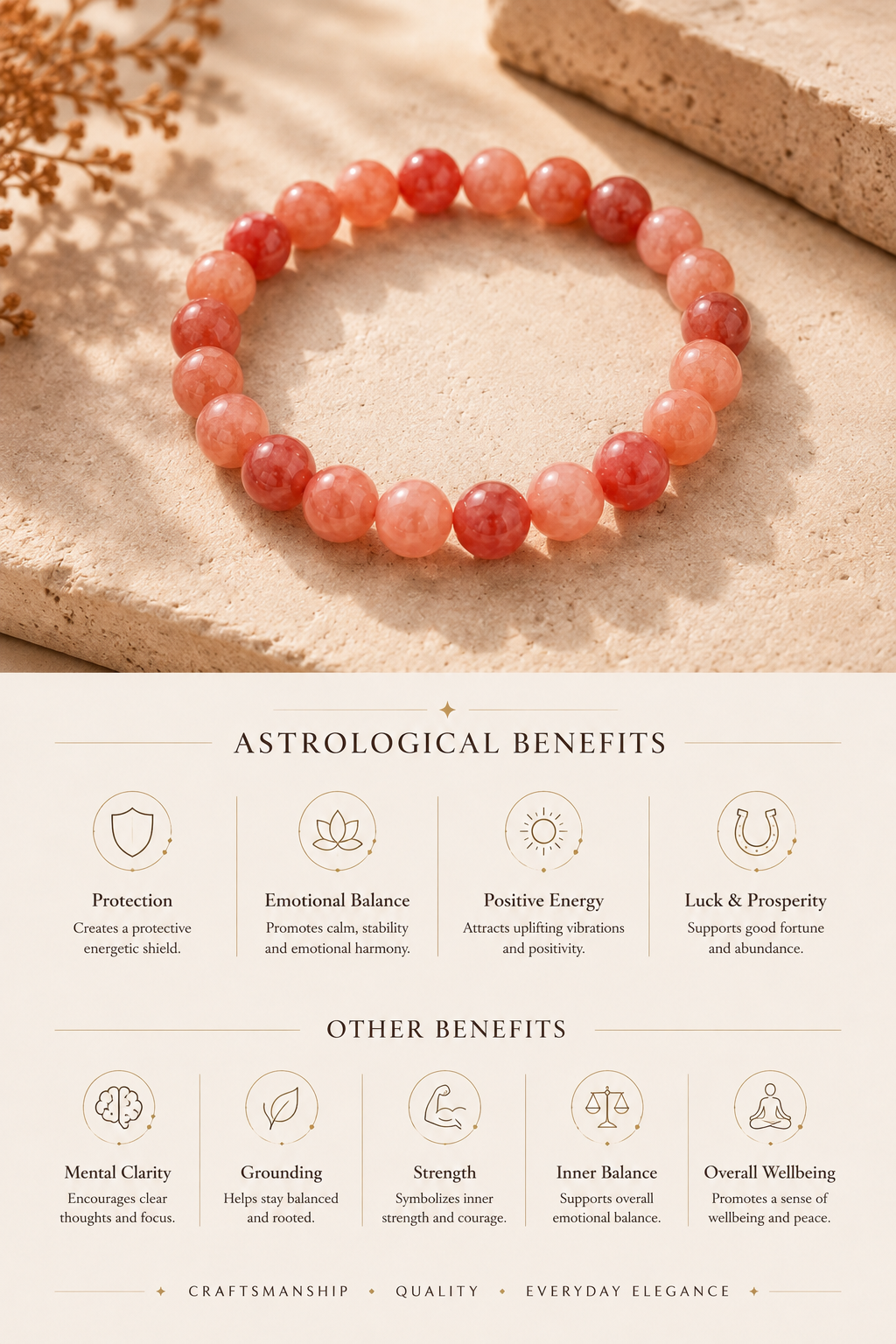 Natural Sunstone Adjustable Stretch Bracelet | RatnAura