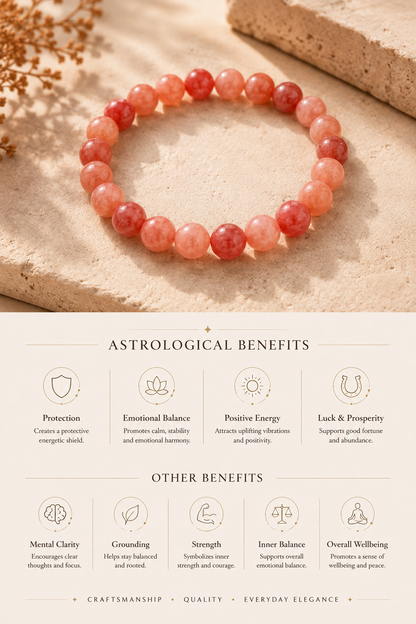 Natural Sunstone Adjustable Stretch Bracelet | RatnAura