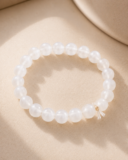 Natural Rainbow Moonstone Adjustable Bracelet | 8mm Beads | RatnAura