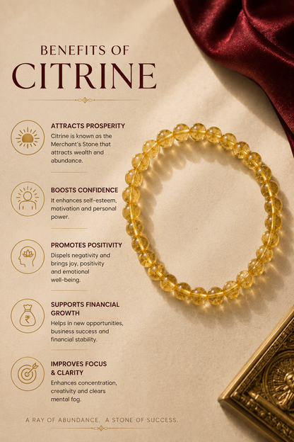 Natural Genuine Citrine Stone  Bracelet | RatnAura