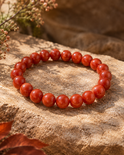 Natural Red Jasper Adjustable Stretch Bracelet | 8mm Beads | RatnAura