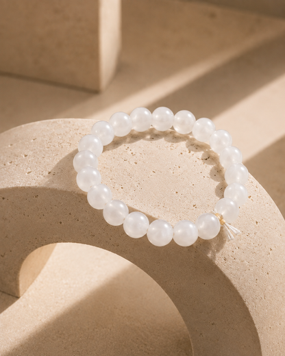 Natural Rainbow Moonstone Adjustable Bracelet | 8mm Beads | RatnAura