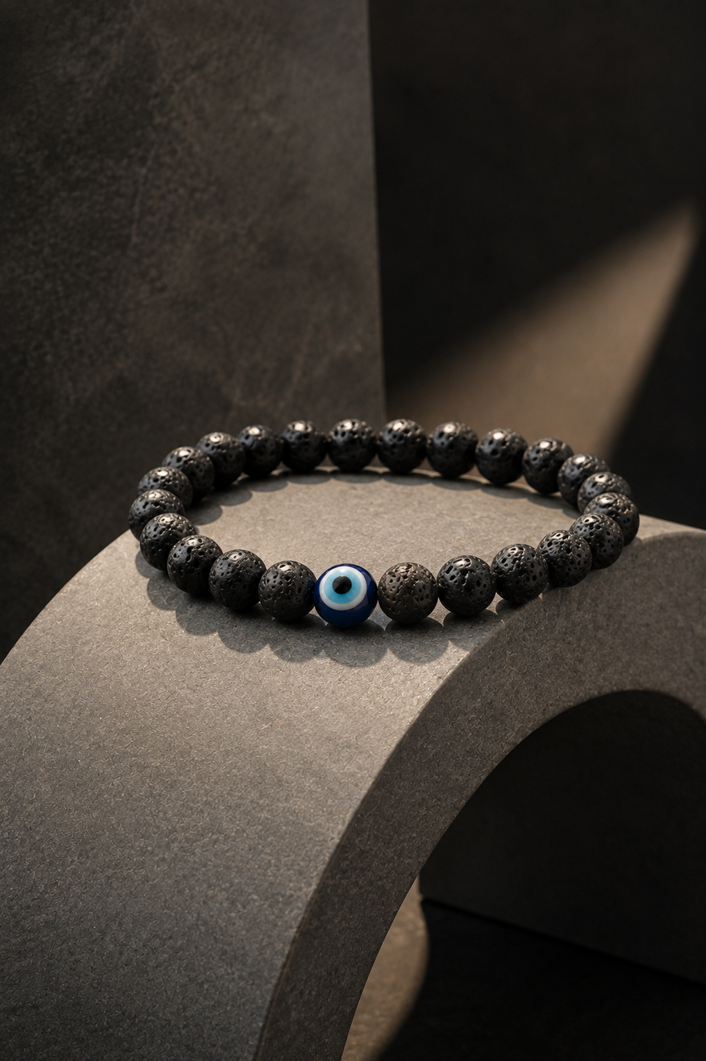 Evil Eye Lava Stone Bracelet – Protection & Positive Energy | RatnAura