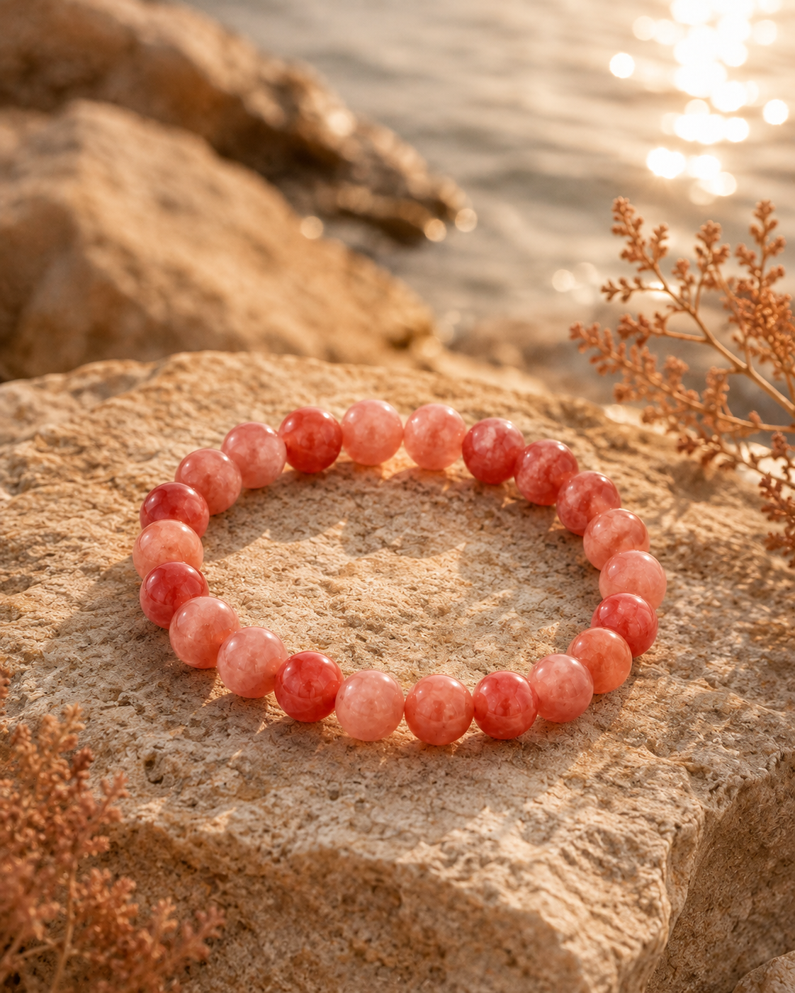 Natural Sunstone Adjustable Stretch Bracelet | RatnAura