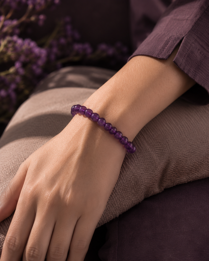Natural Amethyst Stone Bracelet | Purple Gemstone Bracelet | RatnAura