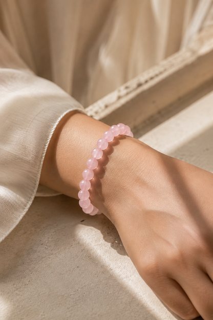 Natural Authentic Rose Quartz Crystal Bracelet – RatnAura