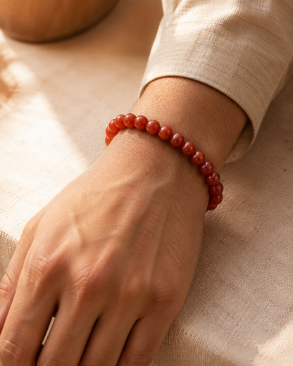 Natural Red Jasper Adjustable Stretch Bracelet | 8mm Beads | RatnAura