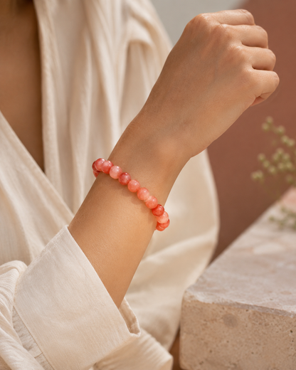 Natural Sunstone Adjustable Stretch Bracelet | RatnAura