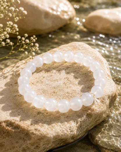 Natural Rainbow Moonstone Adjustable Bracelet | 8mm Beads | RatnAura