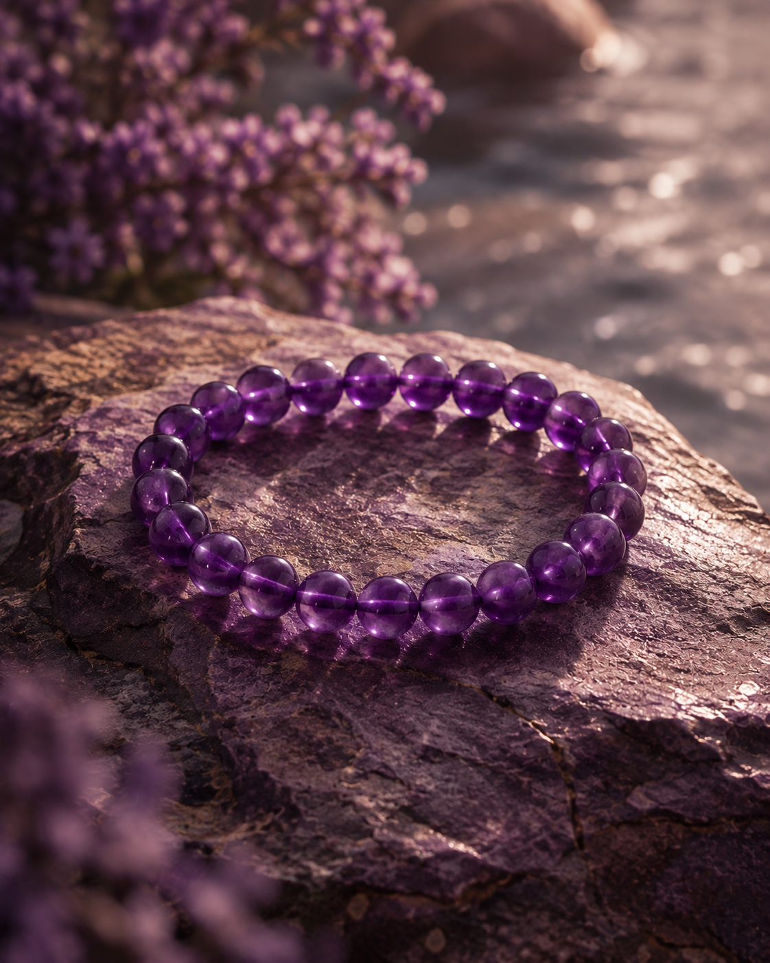 Natural Amethyst Stone Bracelet | Purple Gemstone Bracelet | RatnAura