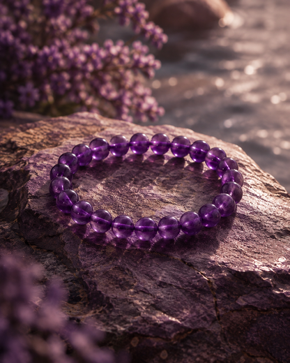 Natural Amethyst Stone Bracelet | Purple Gemstone Bracelet | RatnAura