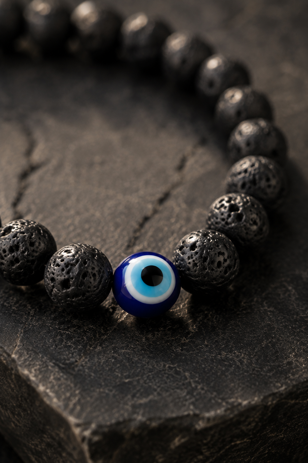 Evil Eye Lava Stone Bracelet – Protection & Positive Energy | RatnAura