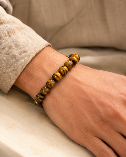 Natural Tiger Eye Adjustable Stretch Bracelet | RatnAura