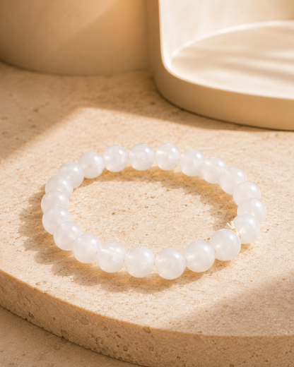 Natural Rainbow Moonstone Adjustable Bracelet | 8mm Beads | RatnAura