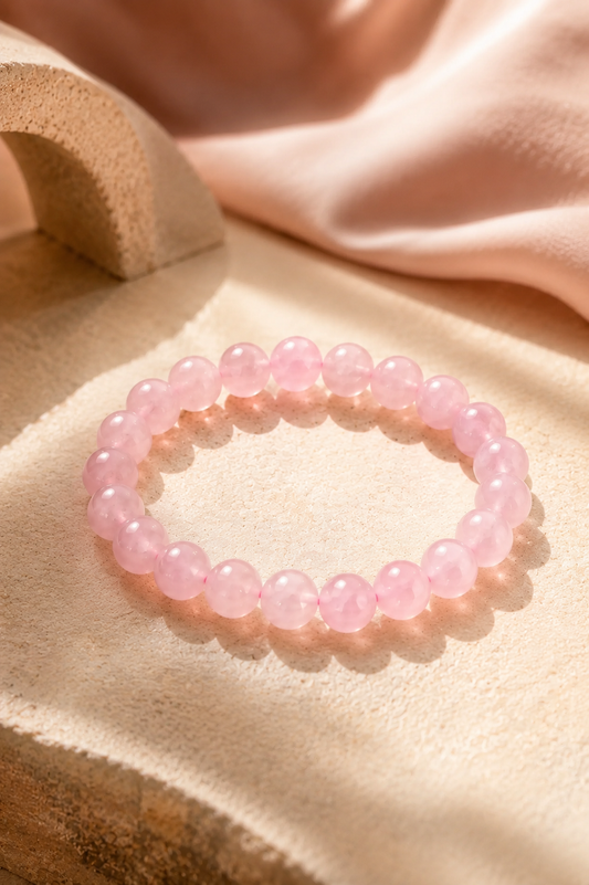 Natural Authentic Rose Quartz Crystal Bracelet – RatnAura