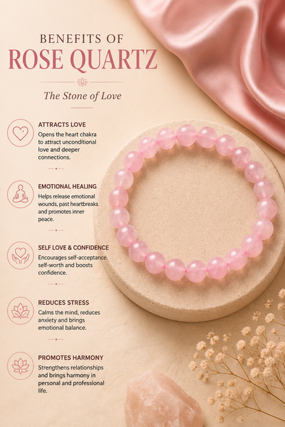 Natural Authentic Rose Quartz Crystal Bracelet – RatnAura