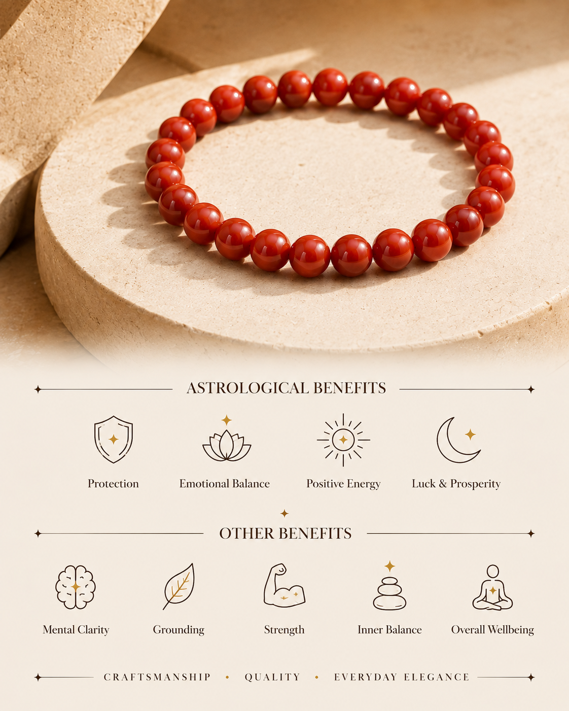 Natural Red Jasper Adjustable Stretch Bracelet | 8mm Beads | RatnAura