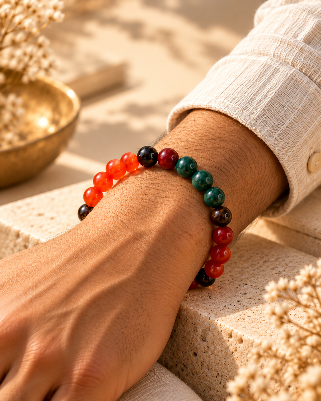 Moolank 9 Bracelet – For Birth Dates 9, 18 & 27 | Garnet, Carnelian, Bloodstone, Red Obsidian & Red Jasper